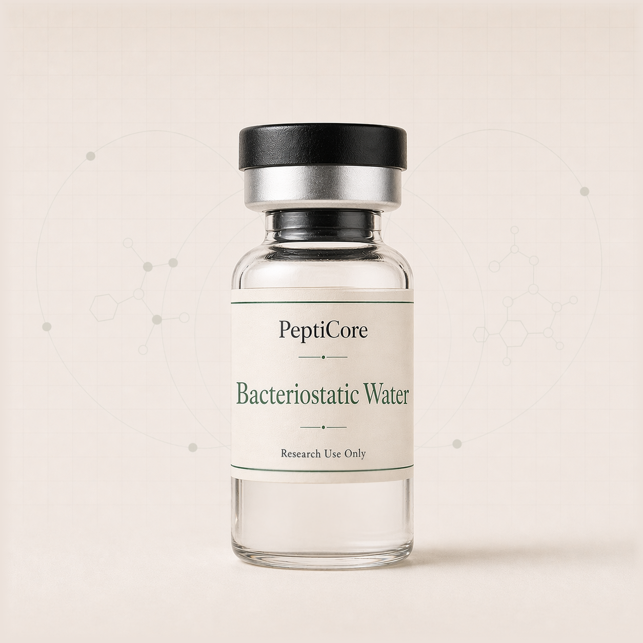 Bacteriostatic Water research-use peptide vial from PeptidesPrescripts