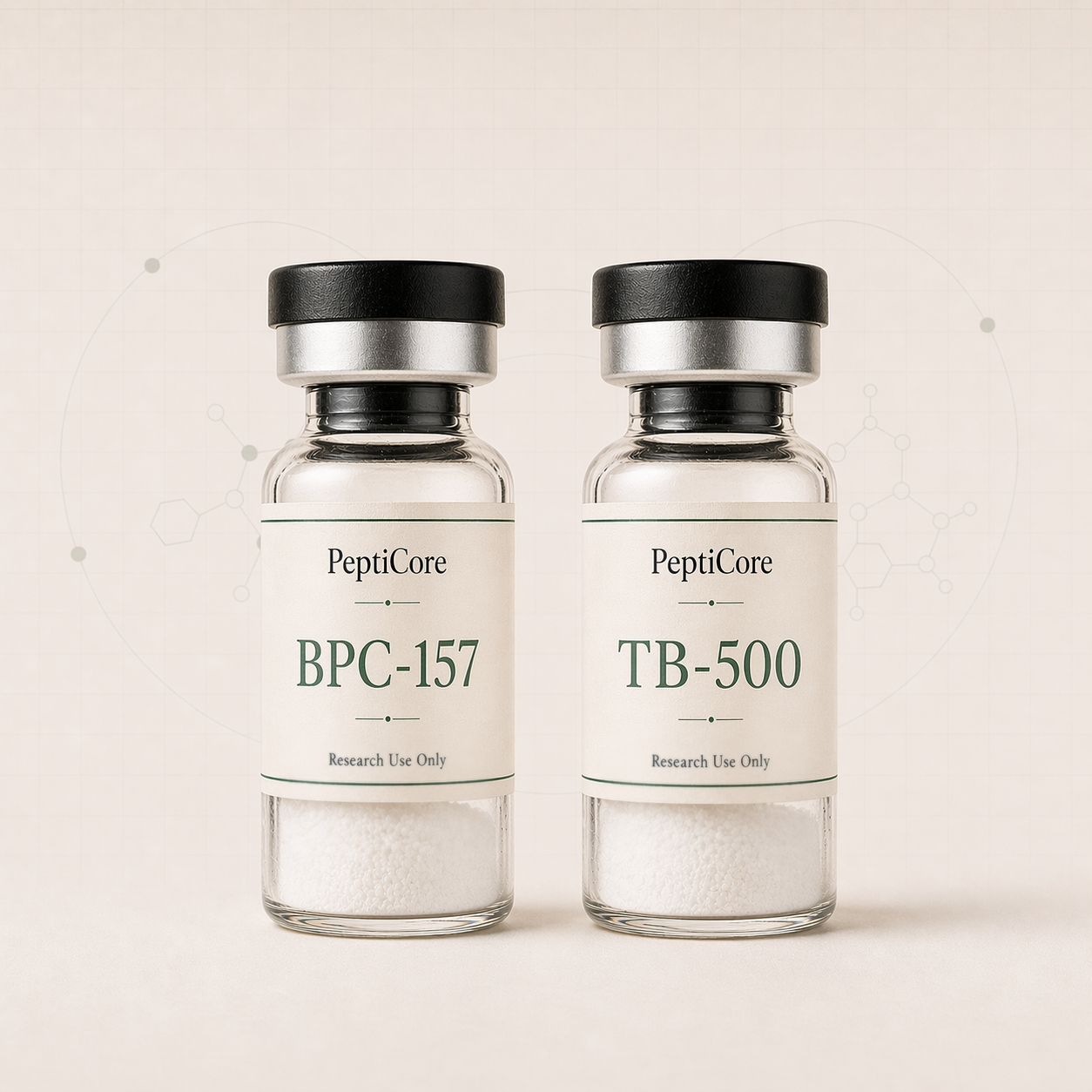 BPC-157 + TB-500 research-use peptide vial from PeptidesPrescripts