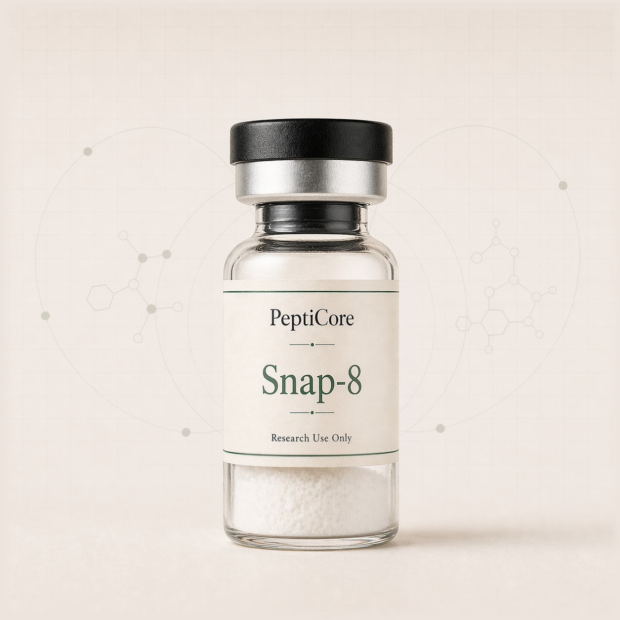 Snap-8 research-use peptide vial from PeptidesPrescripts