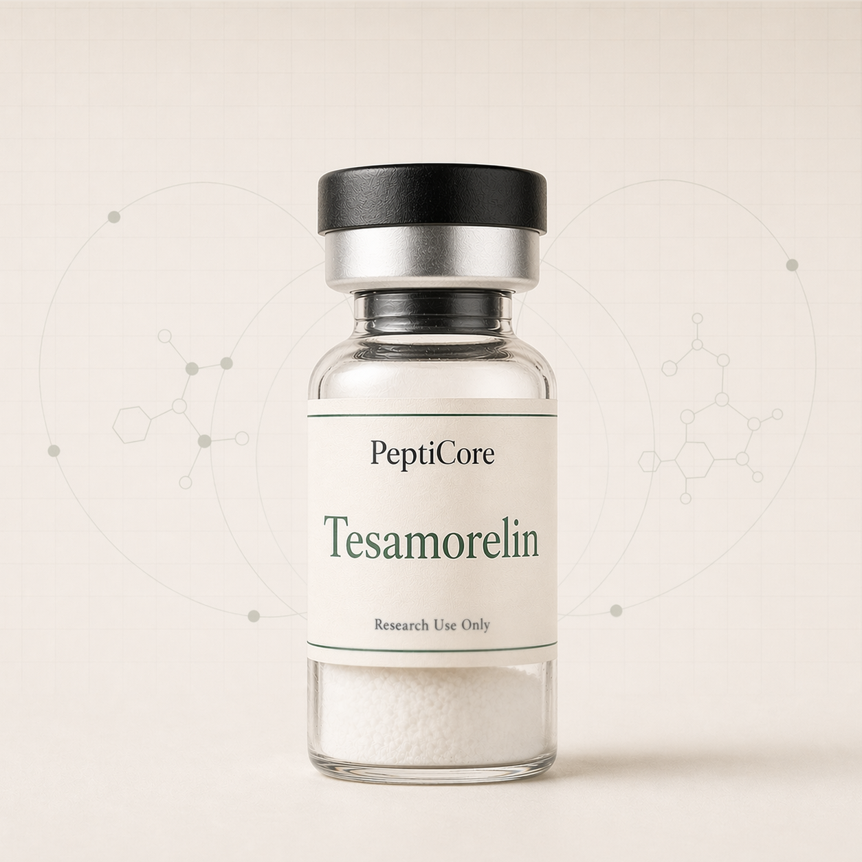 Tesamorelin research-use peptide vial from PeptidesPrescripts
