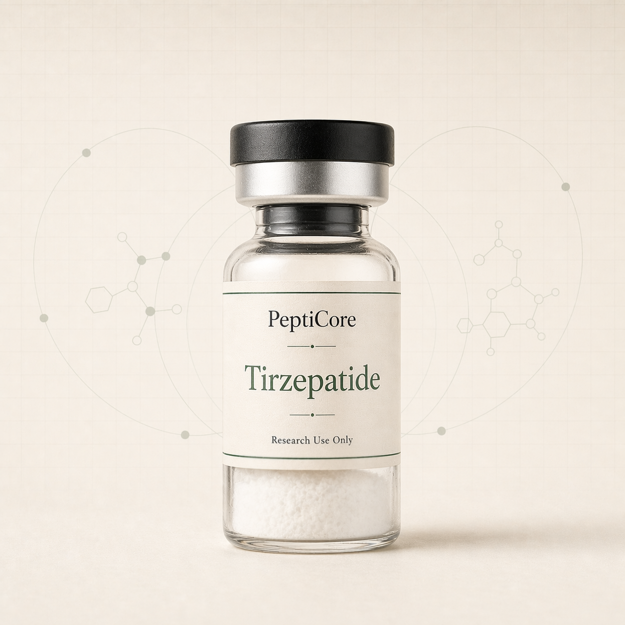 Tirzepatide research-use peptide vial from PeptidesPrescripts